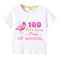 Toddler Kids Girls Tops 100 Flamazing Days of School Girl Students T-shirts