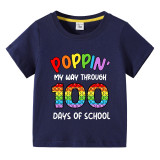 Toddler Kids Boys Tops Poppin My Way through 100 Days of School Boy Students T-shirts