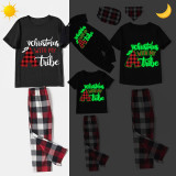 Christmas Matching Family Pajamas Luminous Glowing Christmas with My Tube Black Short Pajamas Set