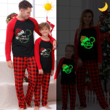 Christmas Matching Family Pajamas Luminous Glowing Cartoon Mouse Hat Red Pajamas Set