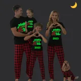 2023 Christmas Matching Family Pajamas Luminous Glowing Christmas with My Tube Red Short Pajamas Set