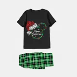 Christmas Matching Family Pajamas Luminous Glowing Cartoon Mouse Hat Black Short Pajamas Set