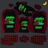 2023 Christmas Matching Family Pajamas Luminous Glowing Christmas with My Tube Red Pajamas Set