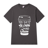 Youth Tops 100 Days of School Cup of Coffee & Chaos High School Students T-shirts