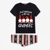 Christmas Matching Family Pajamas Luminous Glowing Hanging with My Gnomies Black Short Pajamas Set