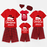2023 Christmas Matching Family Pajamas Luminous Glowing Christmas Hat Red Pajamas Set