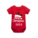 2023 Christmas Matching Family Pajamas Luminous Glowing Christmas Hat Red Pajamas Set