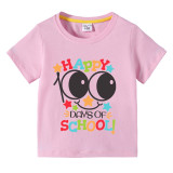 Toddler Kids Girls Tops Happy 100 Days of School Girl Smile Face T-shirts