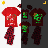 2023 Christmas Matching Family Pajamas Luminous Glowing Cartoon Mouse Hat Red Short Pajamas Set