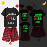 2023 Christmas Matching Family Pajamas Luminous Glowing Christmas with My Tube Red Short Pajamas Set