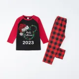 Christmas Matching Family Pajamas Luminous Glowing Cartoon Mouse Black Short Red Pajamas Set