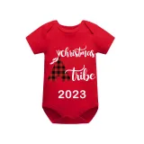 2023 Christmas Matching Family Pajamas Luminous Glowing Christmas with My Tube Red Short Pajamas Set