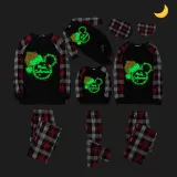 Christmas Matching Family Pajamas Luminous Glowing Cartoon Mouse Hat Red Pajamas Set