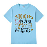 Youth Tops 100 Days of School Coffee & Chaos Apple Prints High School Students T-shirts