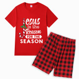 Christmas Matching Family Pajamas Luminous Glowing Jesus Is The Reason Red Short Pajamas Set