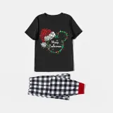 Christmas Matching Family Pajamas Luminous Glowing Cartoon Mouse Hat Black Short Pajamas Set