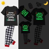Christmas Matching Family Pajamas Luminous Glowing Christmas Tree Antler Black Short Pajamas Set