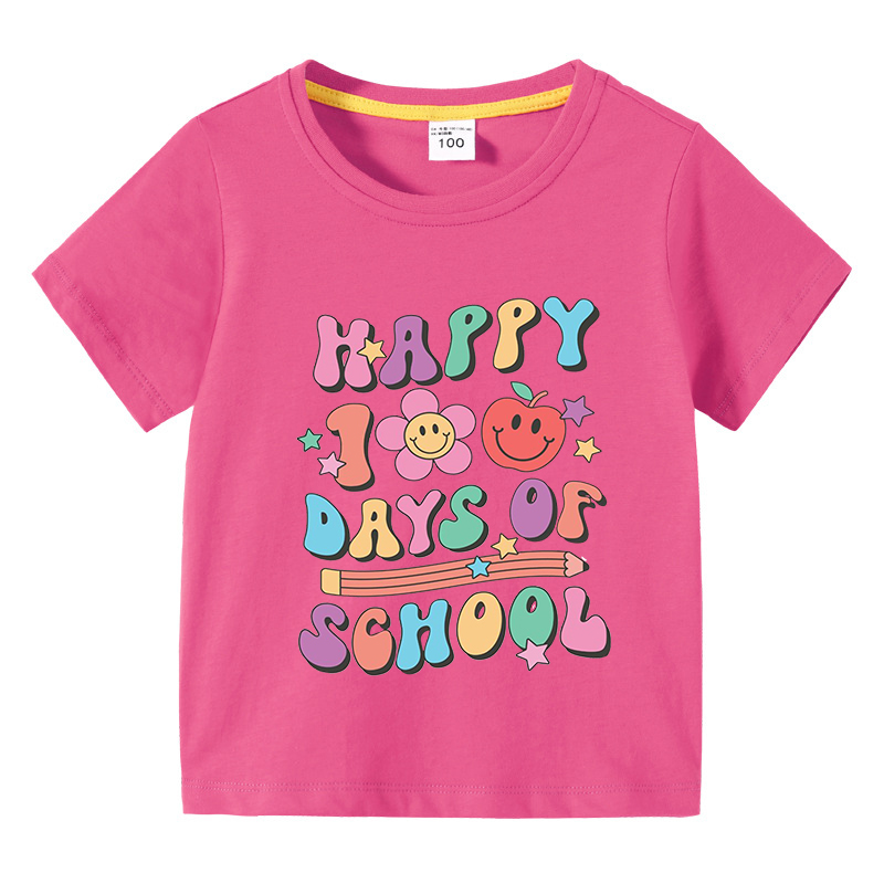 Toddler Kids Girls Tops Happy 100 Days Of School Girl Students T-shirts