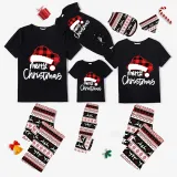 Christmas Matching Family Pajamas Luminous Glowing Christmas Hat Black Short Pajamas Set