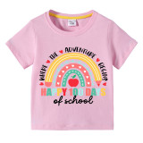 Toddler Kids Girls Tops Happy 100 Days Of School Where the Adventure Begins Girl Students T-shirts