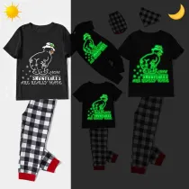 Christmas Matching Family Pajamas Luminous Glowing How Snowflakes Made Black Short Pajamas Set