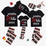 2023 Christmas Matching Family Pajamas Luminous Glowing Christmas with My Tube Black Short Pajamas Set