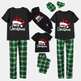 Christmas Matching Family Pajamas Luminous Glowing Christmas Hat Black Short Pajamas Set