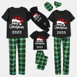 2024 Christmas Matching Family Pajamas Luminous Glowing Christmas Hat Black Short Pajamas Set