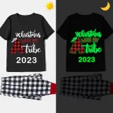 2023 Christmas Matching Family Pajamas Luminous Glowing Christmas with My Tube Black Short Pajamas Set