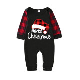 Christmas Matching Family Pajamas Luminous Glowing Christmas Hat Black Pajamas Set