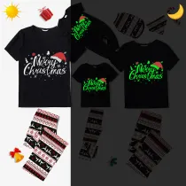 Christmas Matching Pajamas Luminous Glowing Merry Christmas Hat Christmas Pajamas Set