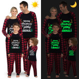 Christmas Matching Family Pajamas Luminous Glowing Christmas Tree Antler Red Plaids Pajamas Set
