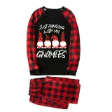 Christmas Matching Family Pajamas Luminous Glowing Hanging with My Gnomies Red Plaids Pajamas Set