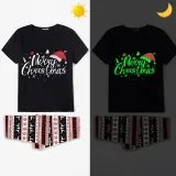 Christmas Matching Pajamas Luminous Glowing Merry Christmas Hat Christmas Pajamas Set