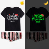 2023 Christmas Matching Pajamas Luminous Glowing Merry Christmas Hat Christmas Pajamas Set