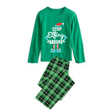 Christmas Matching Family Pajamas Stop Elf Around Green Plaids Christmas Pajamas Set