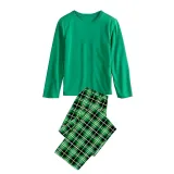 Christmas Matching Family Pajamas Green Plaids Personalized Custom Design Christmas Pajamas Set With Dog Cloth