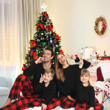 Personalized Custom Design Christmas Matching Family Pajamas Black Tops Red Black Plaids