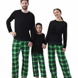 Christmas Matching Family Pajamas Black Tops Green Plaids Personalized Custom Design Christmas Pajamas Set With Dog Cloth