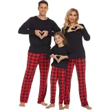 Personalized Custom Design Christmas Matching Family Pajamas Black Tops Red Black Plaids