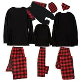 Personalized Custom Design Christmas Matching Family Pajamas Black Tops Red Black Plaids