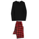 Personalized Custom Design Christmas Matching Family Pajamas Black Tops Red Black Plaids