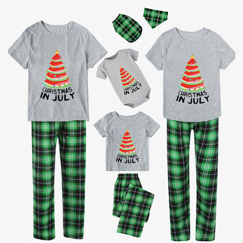 Christmas Matching Family Pajamas Christams In July Tree Gray Pajamas Sets