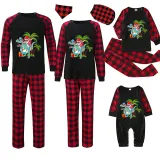 Christmas Matching Family Pajamas Summer Christams Santa Dinosaur Black Long Sleeves Pajamas Sets