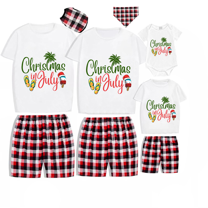 Christmas Matching Family Pajamas Christams In July Slogan Gray Short Pajamas Sets