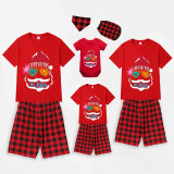Christmas Matching Family Pajamas Christams In July Sunglass Santa Black Red Short Pajamas Sets