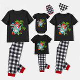 Christmas Matching Family Pajamas Summer Christams Santa Dinosaur Black Pajamas Sets