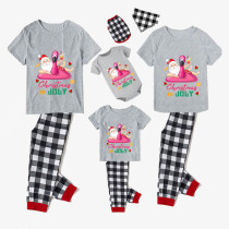 Christmas Matching Family Pajamas Christams In July Flamingo Santa Gray Pajamas Sets