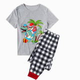 Christmas Matching Family Pajamas Summer Christams Santa Dinosaur Gray Pajamas Sets