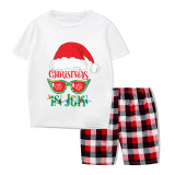 Christmas Matching Family Pajamas Christams In July Sunglass Santa Gray Short Pajamas Sets